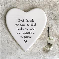 East Of India - Heart Shape Porcelain Coaster - Good friends